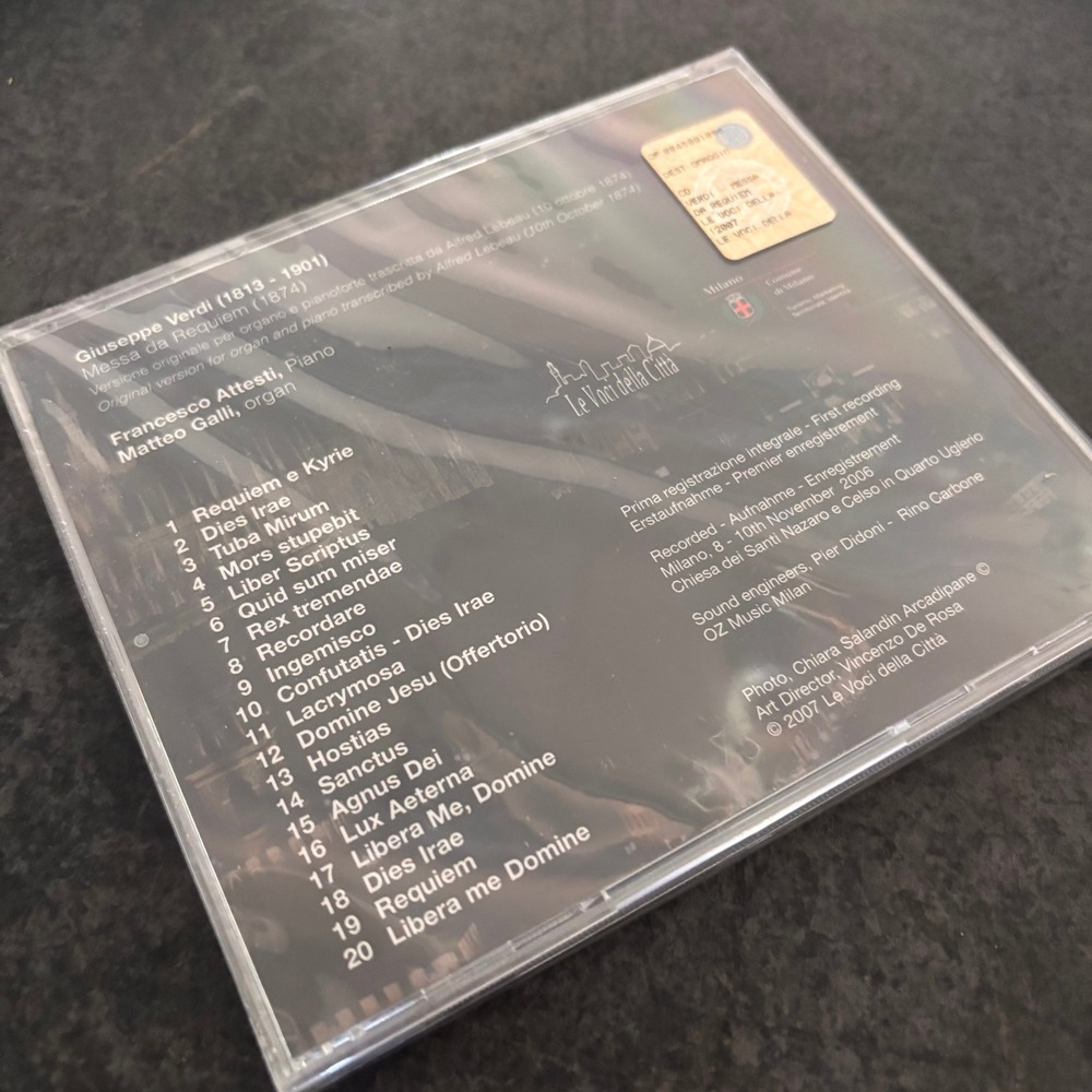 Verdi Requiem CD Piano Organ Version Francesco Attesti Matteo Galli 2007 Milano - Picture 2 of 2